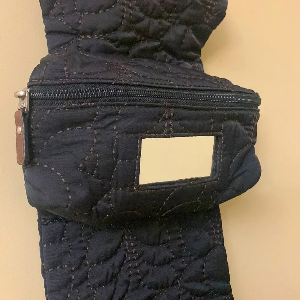 Fossil Black & Brown Quilted Cosmetic | Toiletries Bag NICE